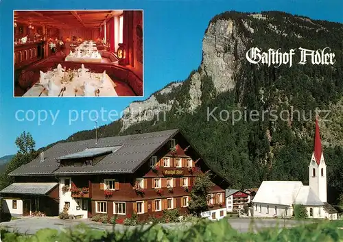 AK / Ansichtskarte Au_Bregenzerwald Gasthof Adler Kirche Alpen Au_Bregenzerwald