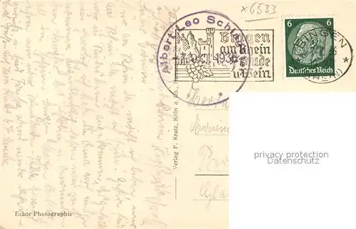 AK / Ansichtskarte Bacharach_Rhein Fliegeraufnahme mit Jugendburg Stahleck Bacharach Rhein