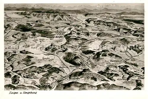 AK / Ansichtskarte Singen_Hohentwiel Panoramakarte Singen Hohentwiel