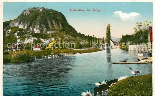 AK / Ansichtskarte Hohentwiel mit Burg Flusspartie Hohentwiel