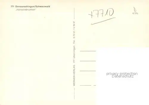 AK / Ansichtskarte Donaueschingen Haenselebrunnen Donaueschingen