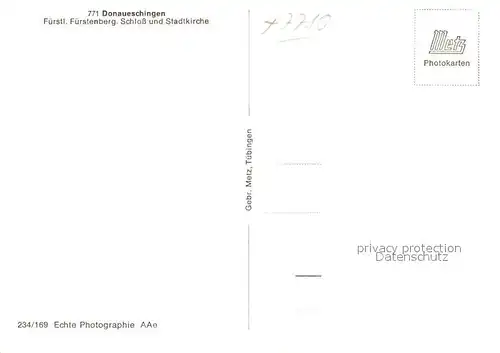AK / Ansichtskarte Donaueschingen Fuerstenberg Schloss mit Stadtkirche Donaueschingen