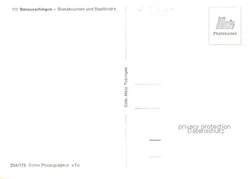 AK / Ansichtskarte Donaueschingen Dianabrunnen mit Stadtkirche Donaueschingen