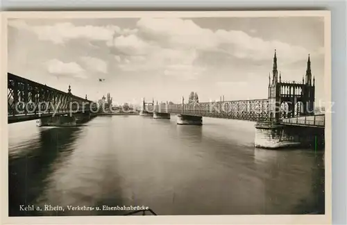 AK / Ansichtskarte Kehl_Rhein Verkehrs  und Eisenbahnbruecke Kehl_Rhein