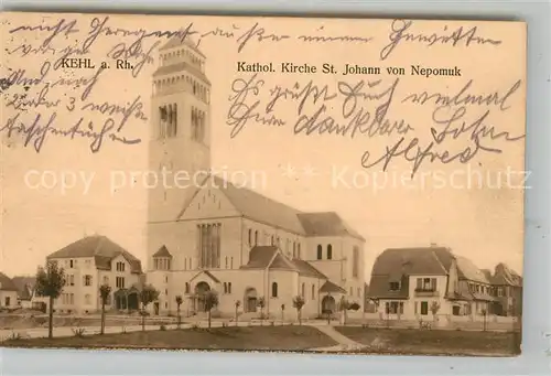AK / Ansichtskarte Kehl_Rhein Kirche St. Johann von Nepomuk Kehl_Rhein