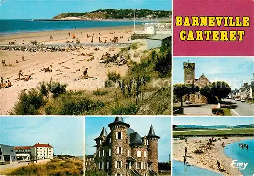 AK / Ansichtskarte Barneville Carteret Plage Eglise Chateau Patrick Havre  Barneville Carteret