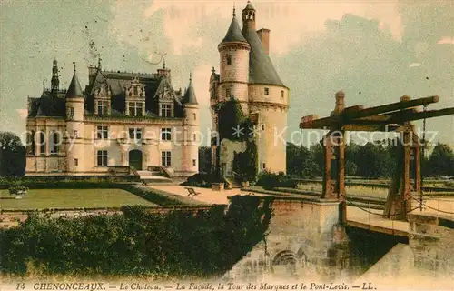 AK / Ansichtskarte Chenonceaux_Indre_et_Loire Chateau Tour des Marques Pont Levis Chenonceaux_Indre