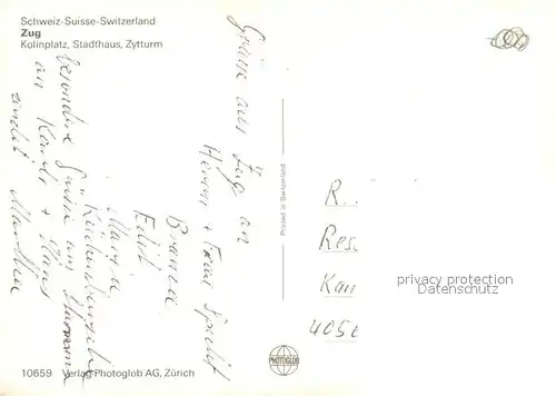 AK / Ansichtskarte Zug_ZG Kolinplatz Stadthaus Zytturm Zug_ZG