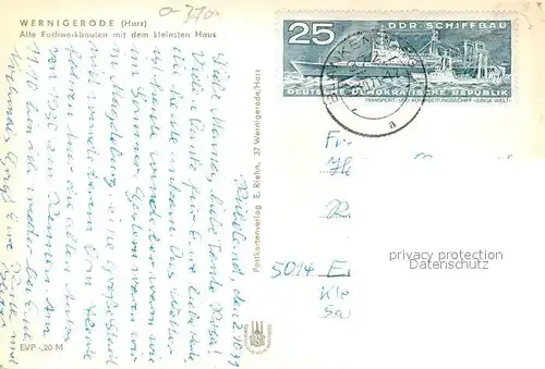 AK / Ansichtskarte Wernigerode_Harz Alte Fachwerkbauten Kleinstes Haus Wernigerode Harz