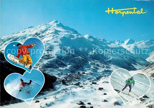 AK / Ansichtskarte Hospental Winterlandschaft Fliegeraufnahme Hospental