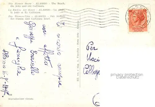 AK / Ansichtskarte Alassio Strand Mole Isola Gallinara Alassio