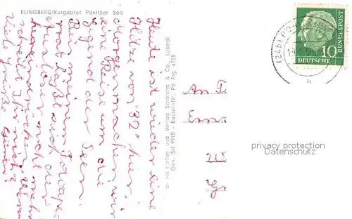 AK / Ansichtskarte Klingberg Poenitzer See Fliegeraufnahme Klingberg