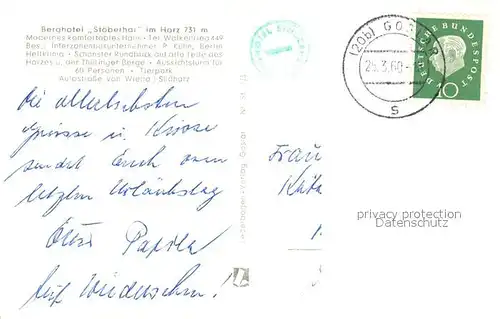 AK / Ansichtskarte Harz_Region Berghotel Stoeberhai mit Brocken und Wurmberg Harz Region