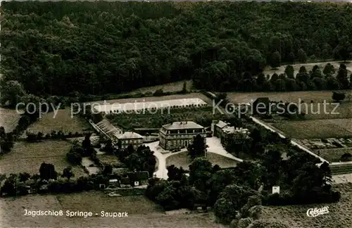 AK / Ansichtskarte Springe_Deister Jagdschloss Springe Saupark Fliegeraufnahme Springe_Deister