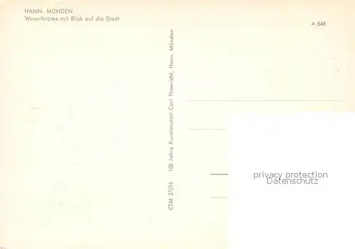 AK / Ansichtskarte Hann._Muenden Weserbruecke mit Stadtblick Fliegeraufnahme Hann. Muenden