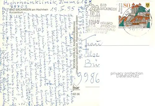 AK / Ansichtskarte Bad_Saeckingen Kurzentrum Fliegeraufnahme Bad_Saeckingen