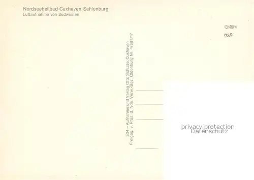 AK / Ansichtskarte Cuxhaven_Sahlenburg_Nordseebad Fliegeraufnahme Cuxhaven_Sahlenburg