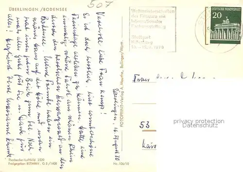 AK / Ansichtskarte ueberlingen_Bodensee Fliegeraufnahme ueberlingen Bodensee