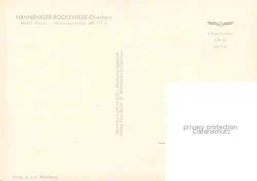 AK / Ansichtskarte Hahnenklee Bockswiese_Harz Fliegeraufnahme Hahnenklee Bockswiese