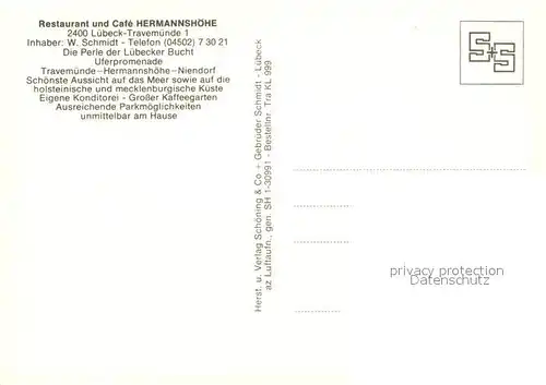 AK / Ansichtskarte Travemuende_Ostseebad Restaurant Cafe Hermannshoehe Fliegeraufnahme Travemuende_Ostseebad