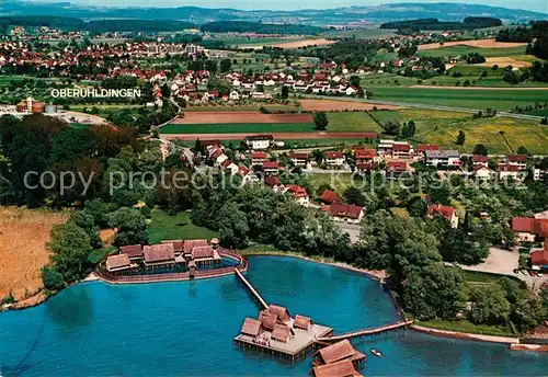 AK / Ansichtskarte Unteruhldingen Fliegeraufnahme mit den beruehmten Pfahlbauten Unteruhldingen