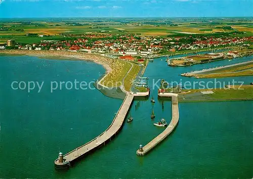 AK / Ansichtskarte Buesum_Nordseebad Hafeneinfahrt und Hafen Fliegeraufnahme Buesum_Nordseebad