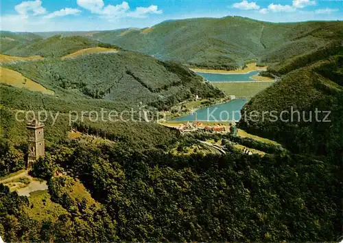 AK / Ansichtskarte Bad_Lauterberg Bismarckturm mit Odertalsperre Fliegeraufnahme Bad_Lauterberg