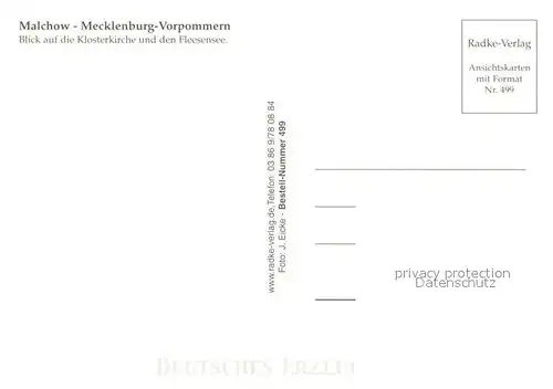 AK / Ansichtskarte Malchow Fliegeraufnahme mit Kosterkirche und Fleesensee Malchow