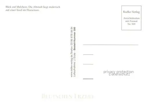 AK / Ansichtskarte Malchow Fliegeraufnahme mit Fleesensee Malchow