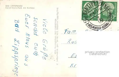 AK / Ansichtskarte Bad_Lippspringe Fliegeraufnahme Kaiser Karls Park Kurhaus Bad_Lippspringe