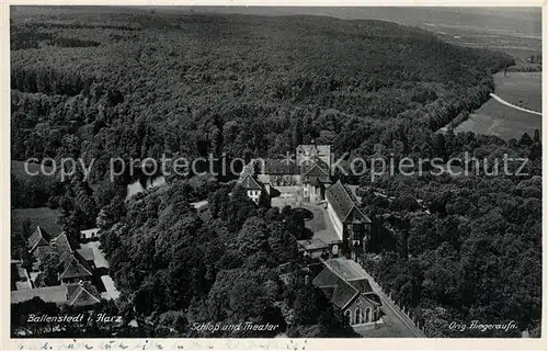 AK / Ansichtskarte Ballenstedt Fliegeraufnahme Schloss Theater Ballenstedt
