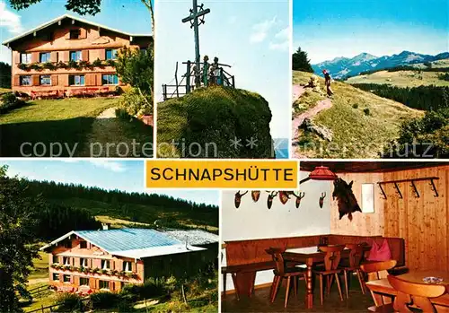 AK / Ansichtskarte Riefensberg Schnapshuette Kojenhuette Gipfelkreuz Landschaftspanorama Bregenzerwald Riefensberg