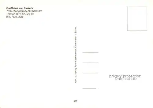 AK / Ansichtskarte Waldulm Gasthaus zur Einkehr Restaurant Waldulm