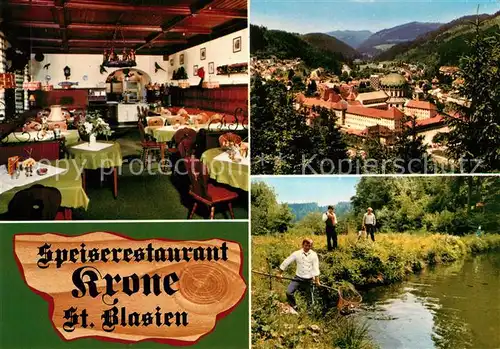 AK / Ansichtskarte St_Blasien Restaurant Krone Jaegerstube Forellenteich Stadtpanorama Schwarzwald St_Blasien