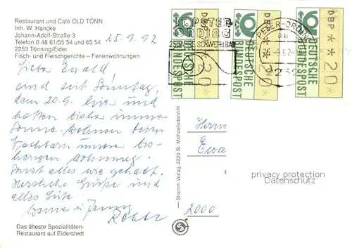 AK / Ansichtskarte Toenning_Nordseebad Restaurant Cafe Old Toenn Toenning_Nordseebad