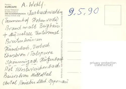 AK / Ansichtskarte Schoenmuenzach Pension Kurcafe Schwarzwald Schoenmuenzach