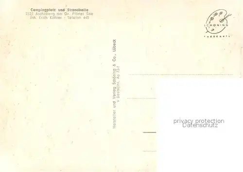 AK / Ansichtskarte Ascheberg_Holstein Campingplatz Grosser Ploener See Badestrand Gaststaette Ascheberg_Holstein