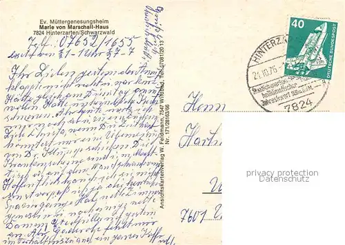 AK / Ansichtskarte Hinterzarten Ev. Muettergenesungsheim Marie von Marschall Haus Panorama Schwarzwald Hinterzarten