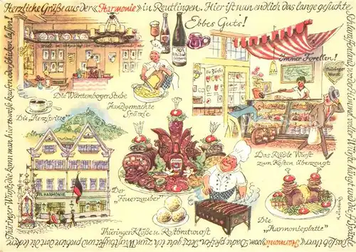 AK / Ansichtskarte Reutlingen_Tuebingen Hotel Harmonie Kuenstlerkarte Reutlingen Tuebingen