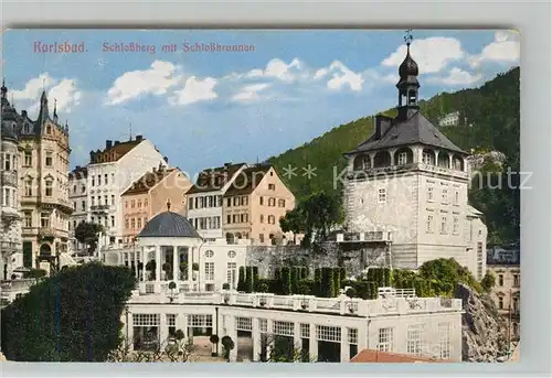 AK / Ansichtskarte Karlsbad_Eger Schlossberg mit Schlossbrunnen Karlsbad_Eger