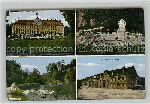 AK / Ansichtskarte Donaueschingen Schloss Donauquelle Gasthaus zum Sternen Schlosspark Schwaene Donaueschingen