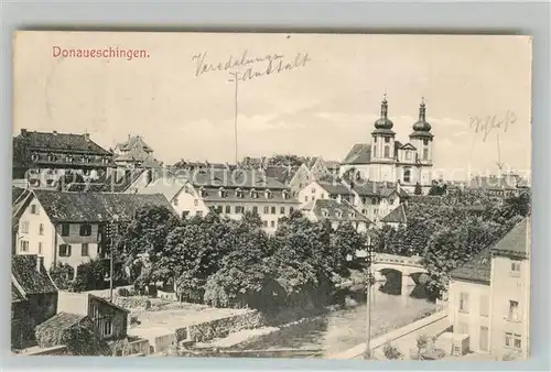 AK / Ansichtskarte Donaueschingen Donaubruecke Kirche Donaueschingen