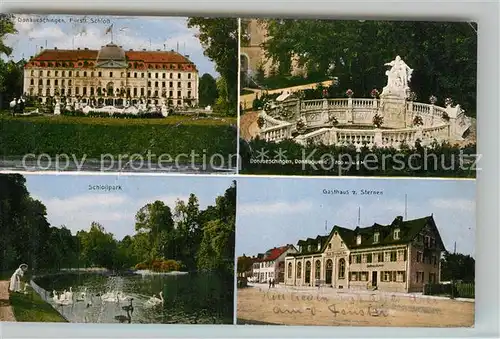 AK / Ansichtskarte Donaueschingen Schloss Donauquelle Gasthaus zum Sternen Schlosspark Schwaene Donaueschingen