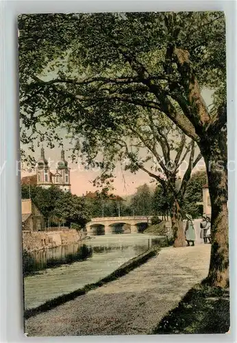 AK / Ansichtskarte Donaueschingen Brueckenpartie mit Kirche Donaueschingen