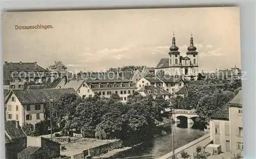 AK / Ansichtskarte Donaueschingen Brueckenpartie mit Kirche Donaueschingen
