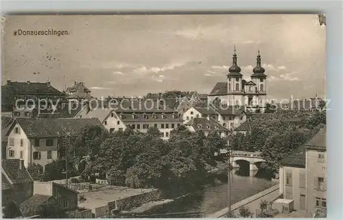 AK / Ansichtskarte Donaueschingen Brueckenpartie mit Kirche Donaueschingen