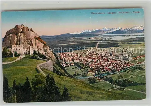 AK / Ansichtskarte Hohentwiel Festung mit Singen Bodensee Alpen Hohentwiel