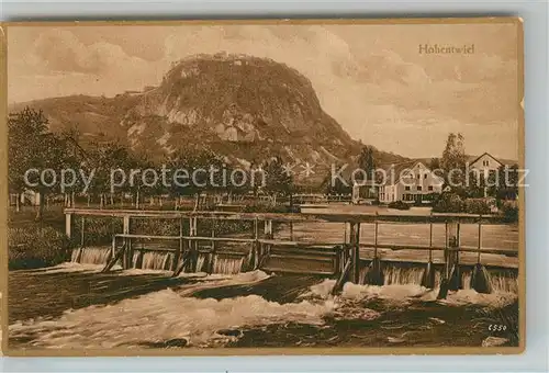 AK / Ansichtskarte Hohentwiel Festung Fluss Bruecke Kuenstlerkarte Hohentwiel