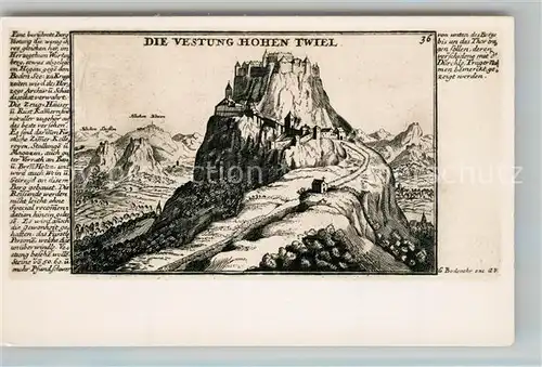 AK / Ansichtskarte Hohentwiel Festung Zeichnung Hohentwiel