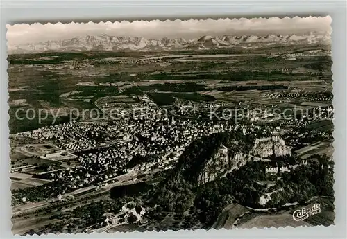 AK / Ansichtskarte Singen_Hohentwiel Fliegeraufnahme mit Festung Bodensee und Alpen Singen Hohentwiel